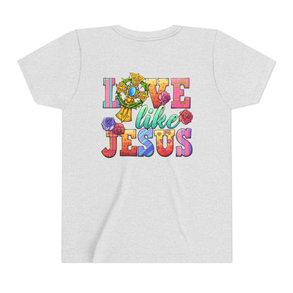 Youth Tee — "Love Like Jesus" Colorful Faith Graphic