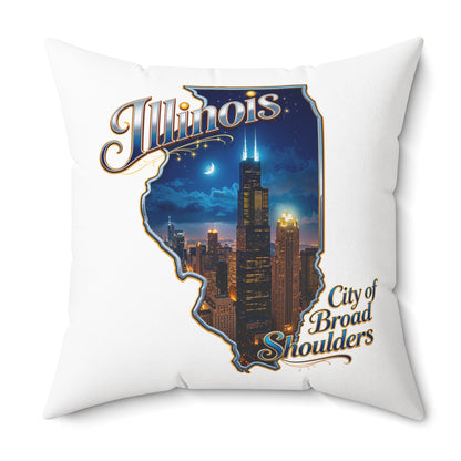 Illinois Skyline Decorative Pillow — "City of Broad Shoulders" State Shape Accent