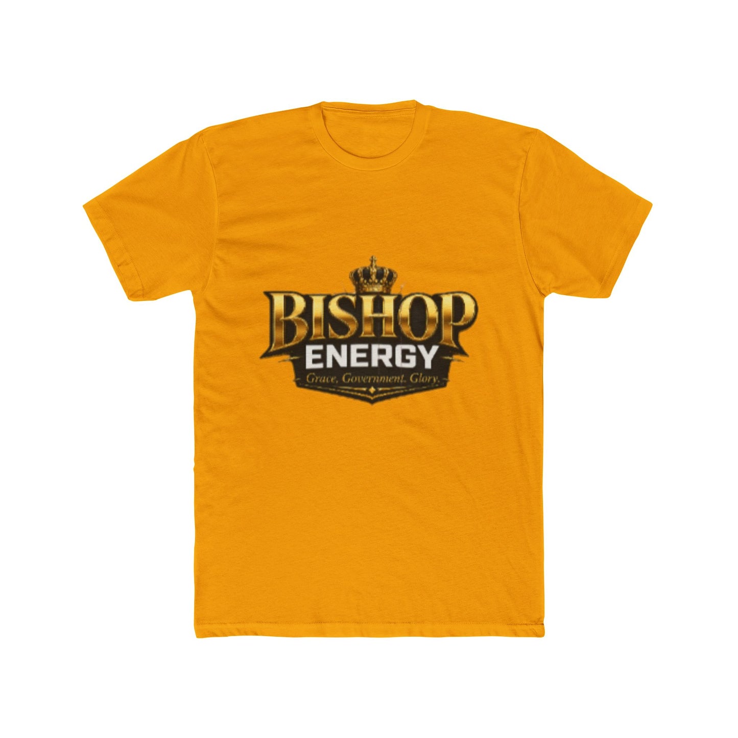 Bishop Energy Graphic Tee — Bold Gold Crown Logo T-Shirt