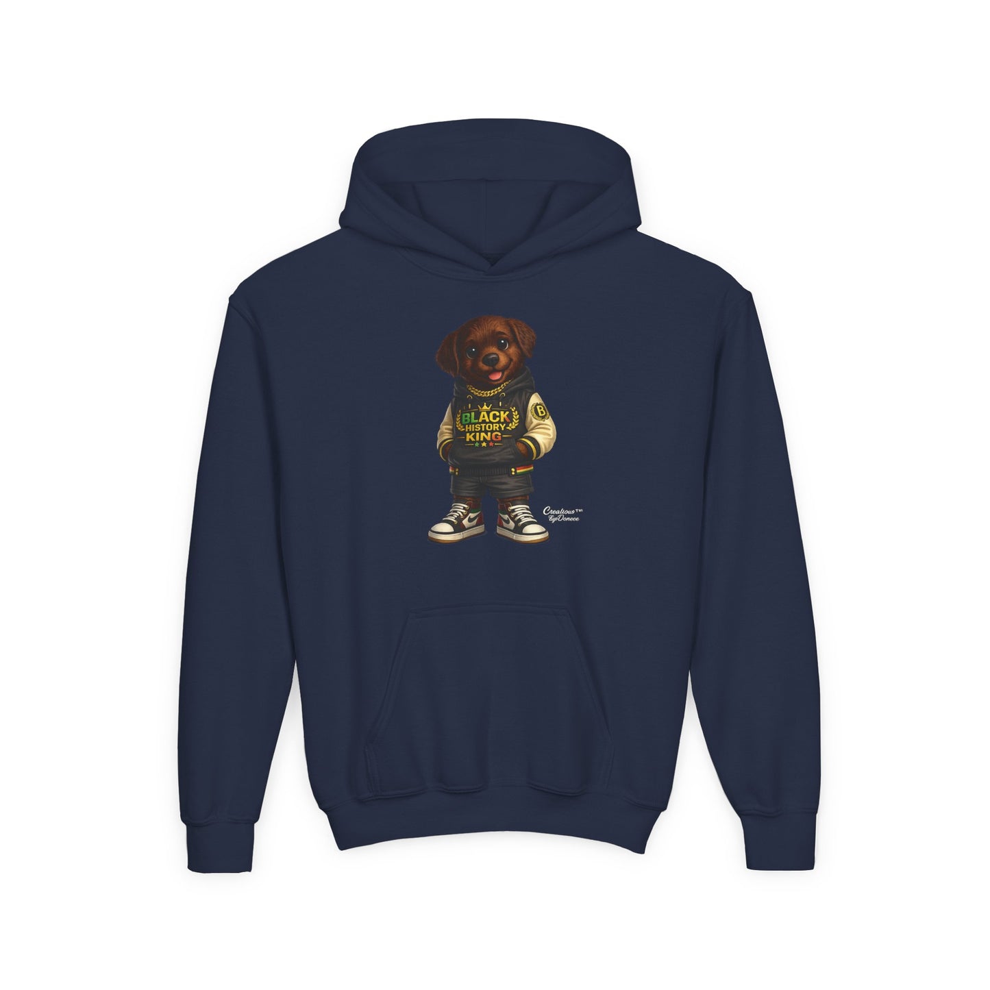 Youth Hoodie — 'Black History Kid' Puppy Graphic Sweatshirt