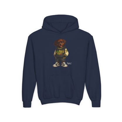 Youth Hoodie — 'Black History Kid' Puppy Graphic Sweatshirt