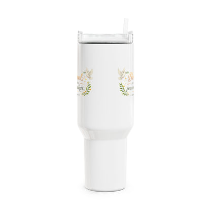 Tumbler — “Blessed Are the Peacemakers” 40oz Floral Scripture Travel Mug