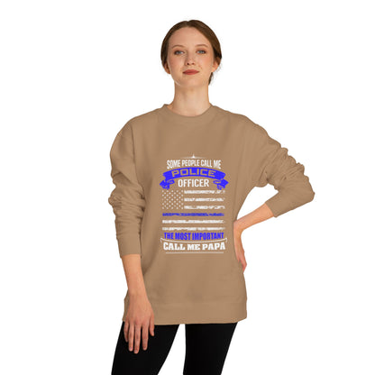 Police Officer Papa Sweatshirt — "Some People Call Me Police Officer... The Most Important Call Me Papa" Patriotic Flag Crewneck
