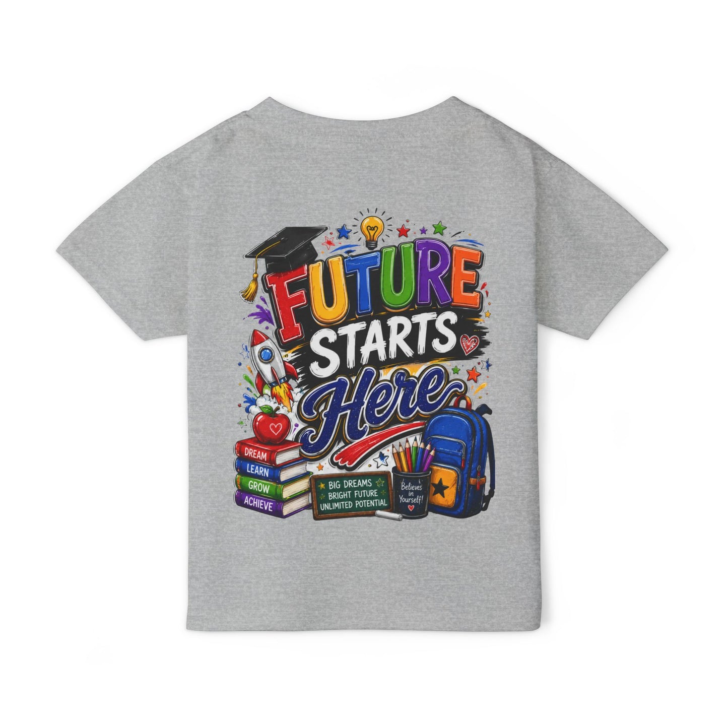 Toddler T-Shirt — "Future Starts Here" Back-to-School Graphic Tee