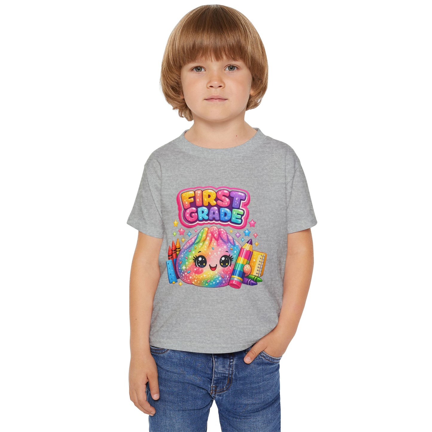 First Grade Toddler T‑Shirt — Cute Rainbow Squishie Back-to-School Tee