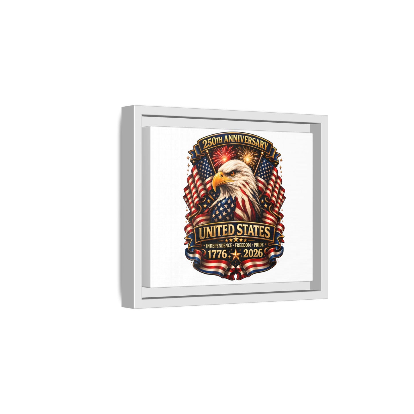 Patriotic Eagle 250th Anniversary Framed Canvas Print — United States 1776–2026