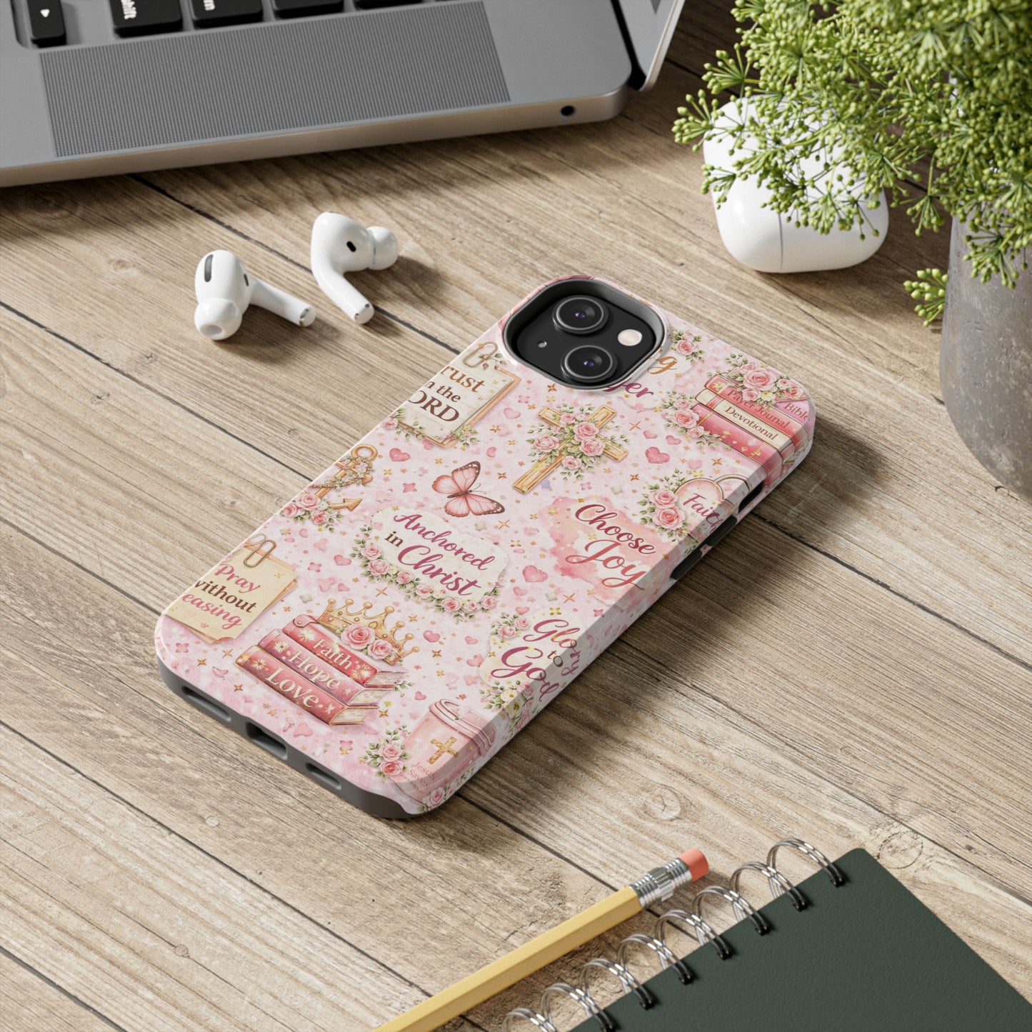 Anchored In Christ Phone Case | Christian floral iPhone Case