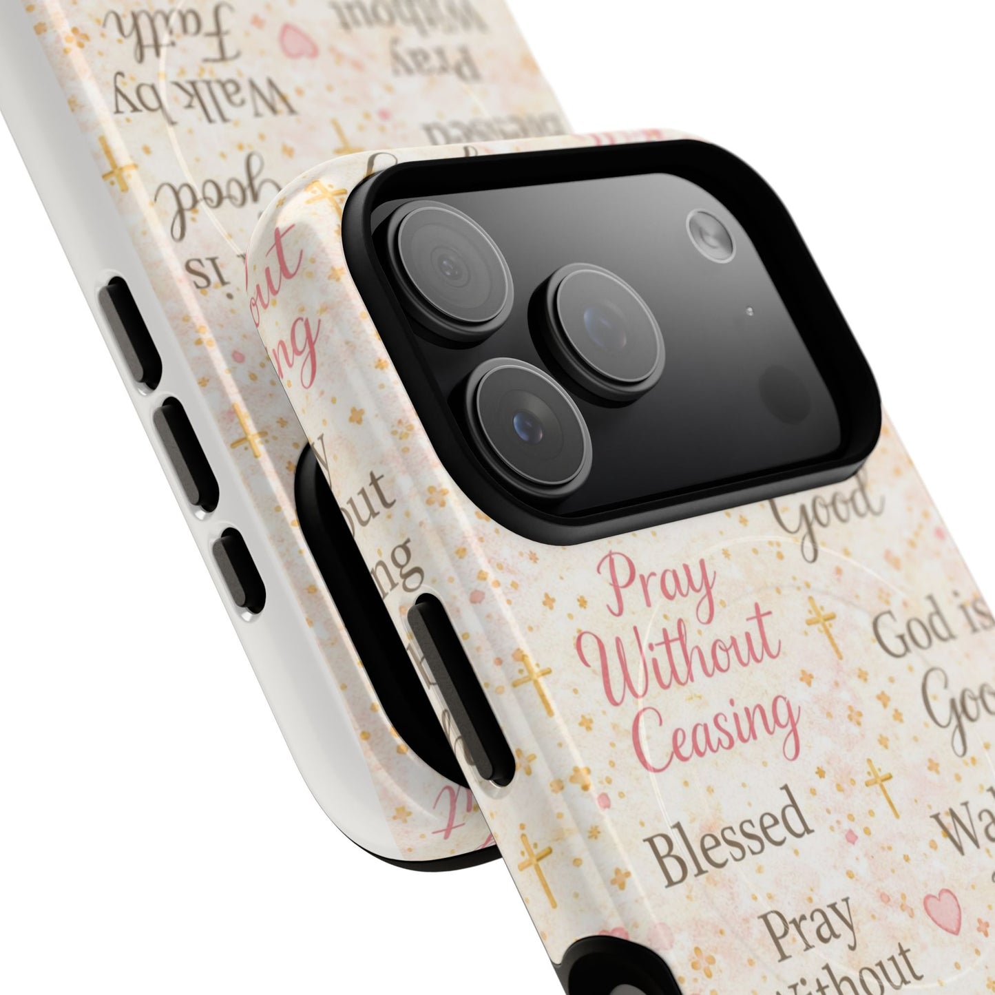 Christian Faith Magnetic Phone Case — "Pray Without Ceasing" Patterned Tough Case