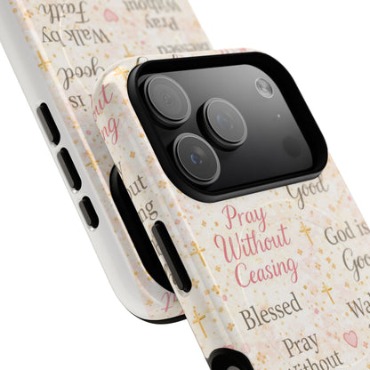 Christian Faith Magnetic Phone Case — "Pray Without Ceasing" Patterned Tough Case