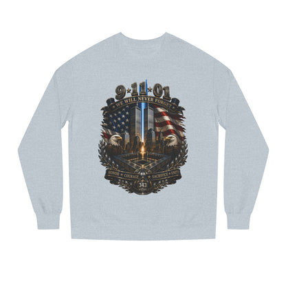 9/11 Memorial Sweatshirt — "We Will Never Forget" Tribute Crewneck