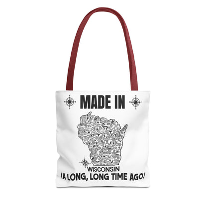 Made in Wisconsin Tote Bag — Vintage Map State Pride Tote ("A Long, Long Time Ago")