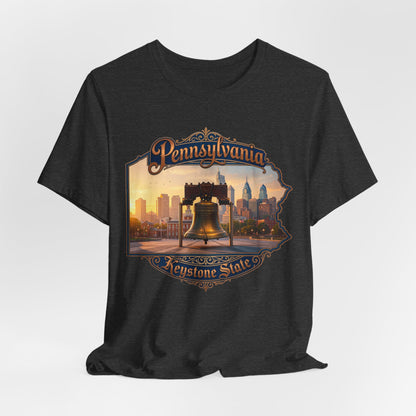 Pennsylvania Keystone State T-Shirt — Liberty Bell & Philadelphia Skyline Tee