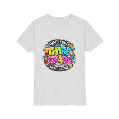 Third Grade Kids T‑Shirt — "Watch Out Third Grade Here I Come" Back-to-School Tee