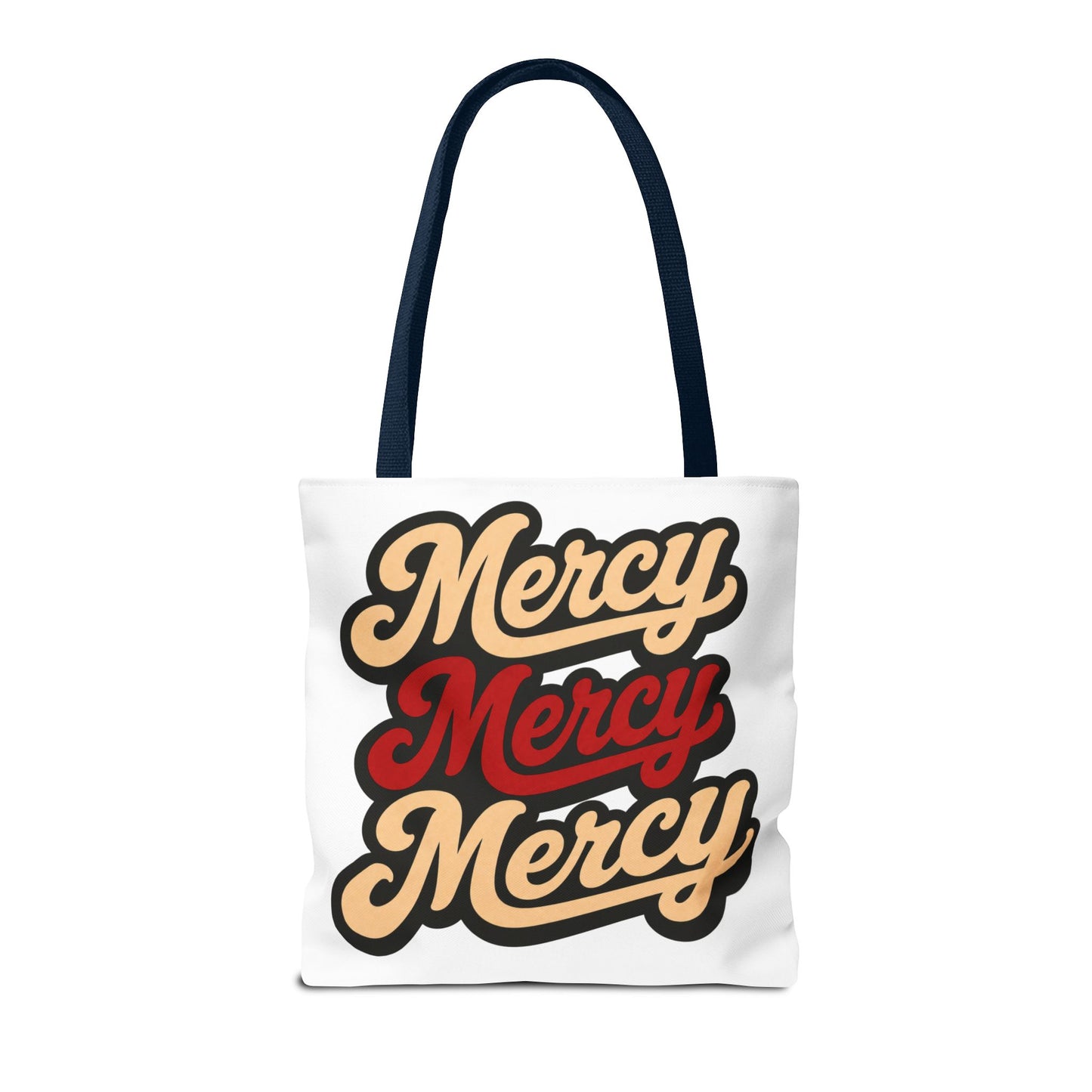 Mercy Mercy Mercy Retro Script Tote Bag — Vintage Typography Canvas Tote