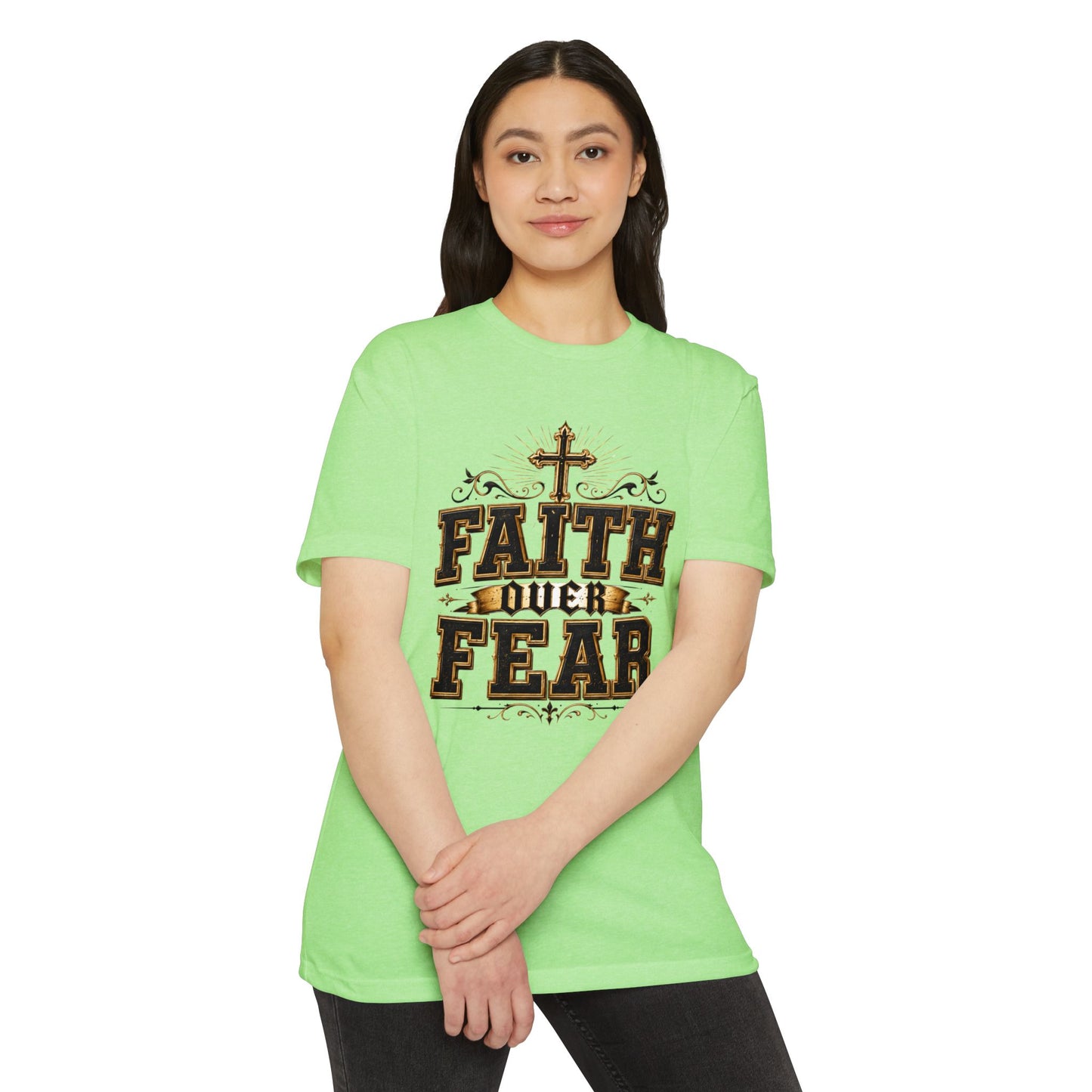Faith Over Fear T-Shirt — Christian Cross Inspiration Tee