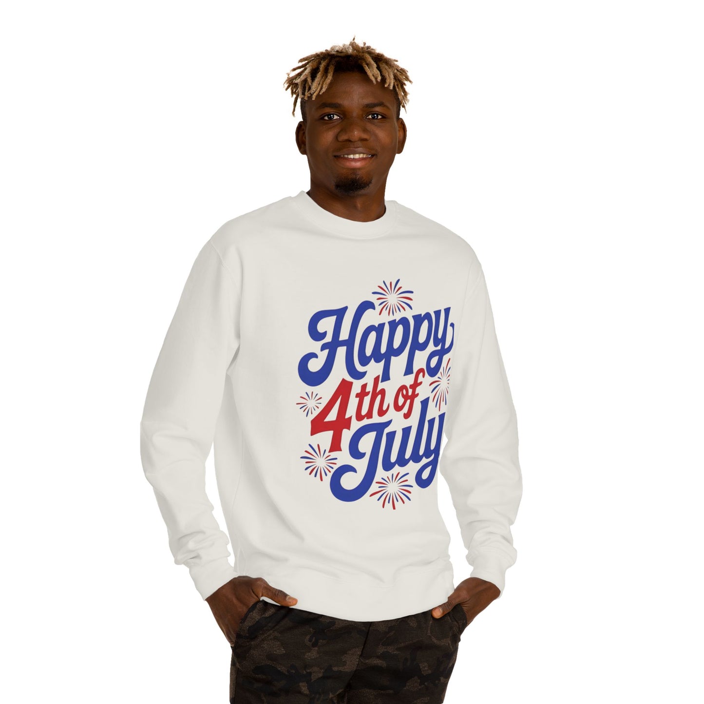 Happy 4th of July Sweatshirt — Patriotic Fireworks Crewneck