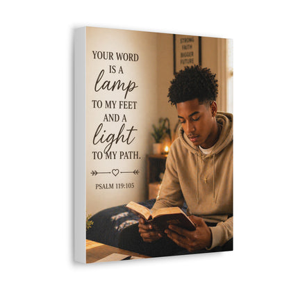 Stretched Canvas - "Your Word Is A Lamp" Psalm 119:105 Christian Wall Art