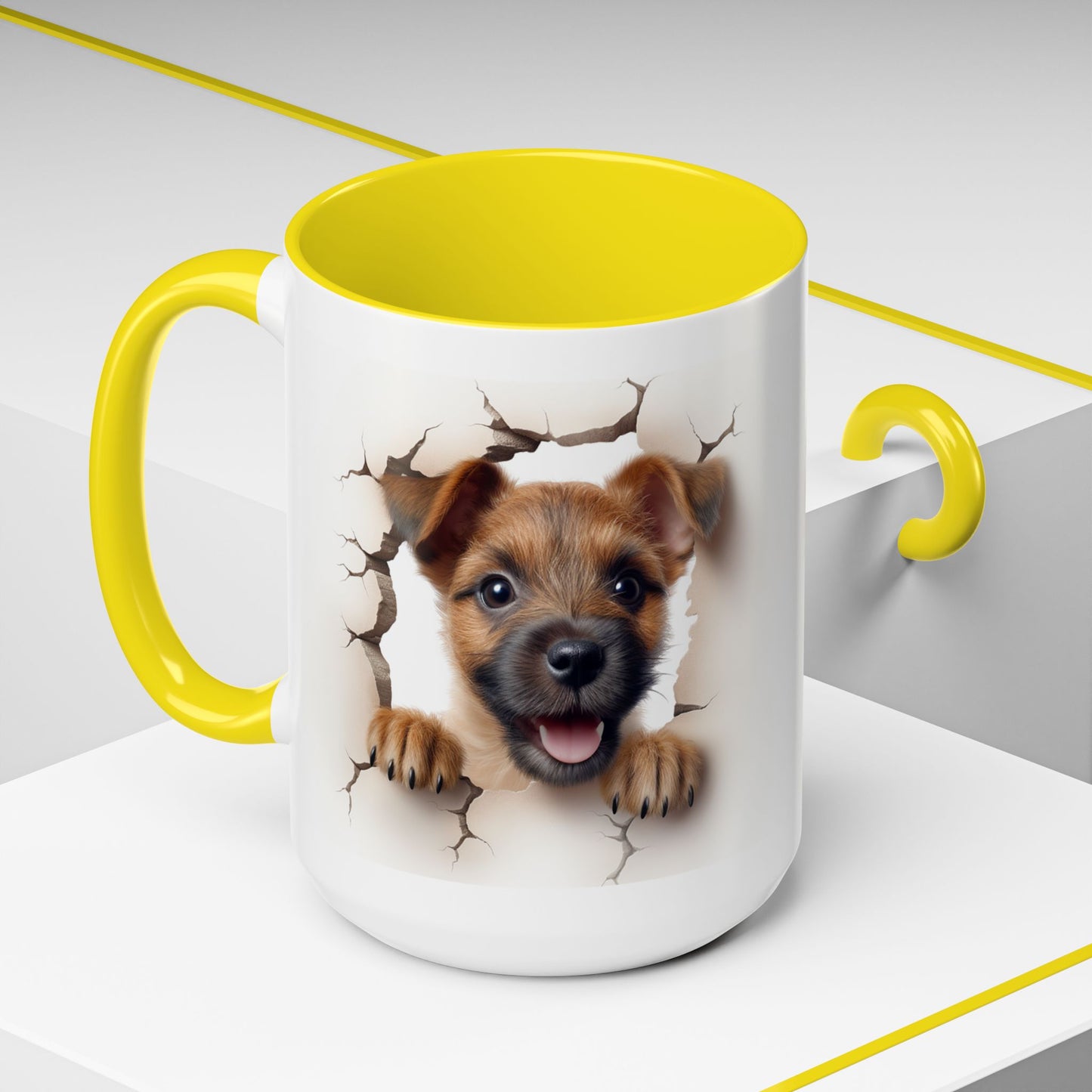 Puppy Peeking Accent Coffee Mug – Cute Dog Lover 11/15oz