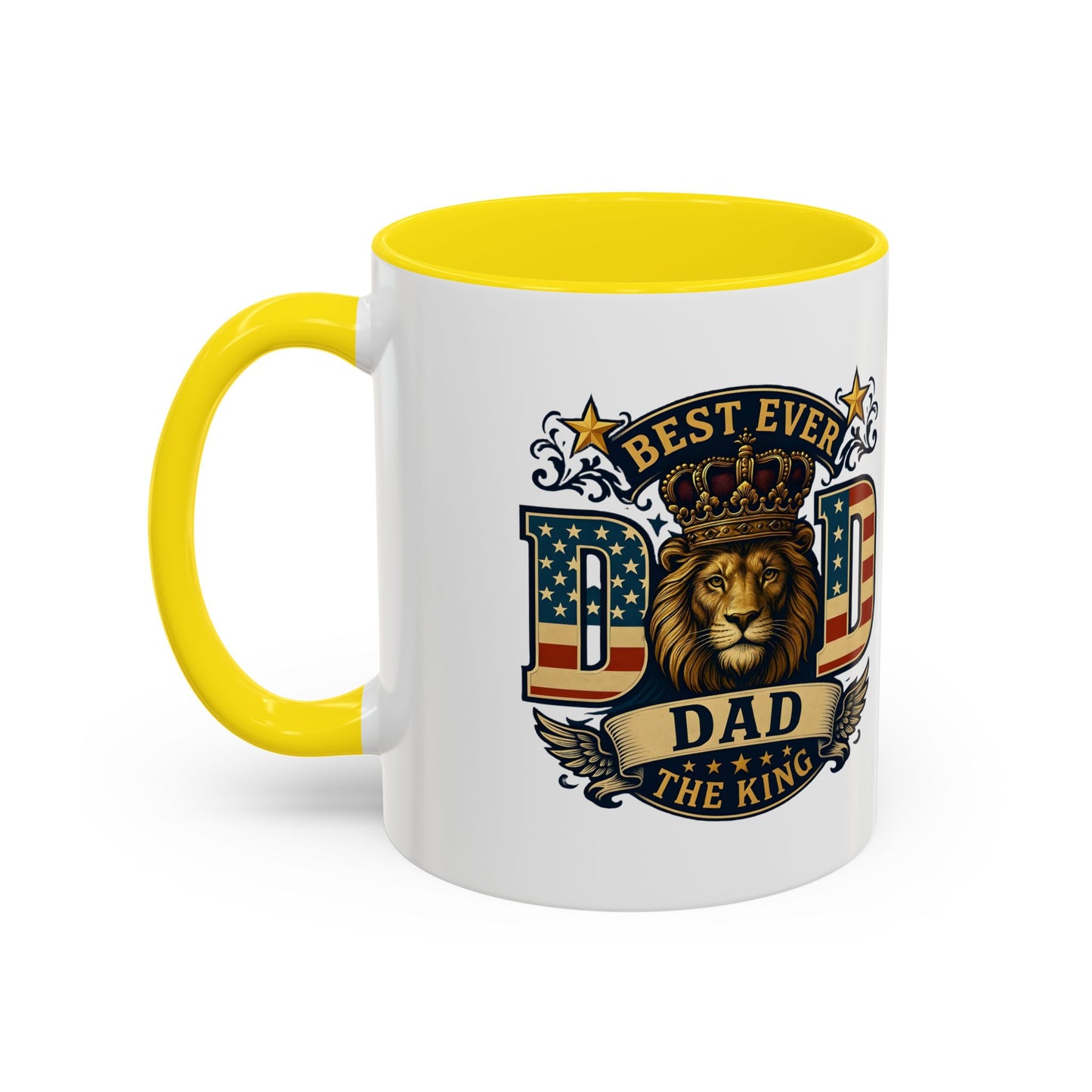 Best Ever Dad Coffee Mug — 'Dad the King' Lion Accent Mug (11/15oz)