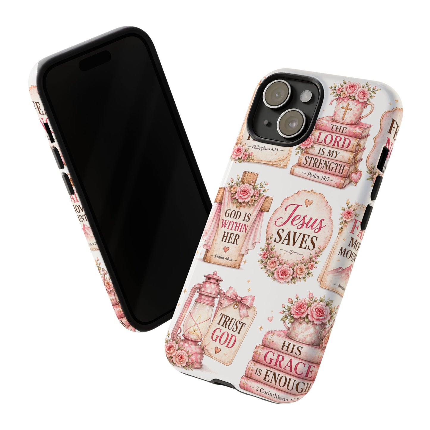 Faith Phone Case — 'Jesus Saves' Floral Christian Scripture iPhone Case