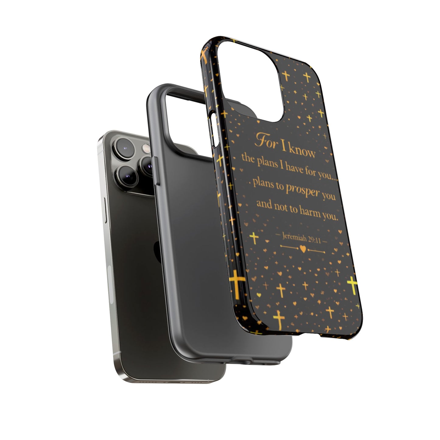 Phone Case — "For I Know" Jeremiah 29:11 Gold Cross Christian Tough Case