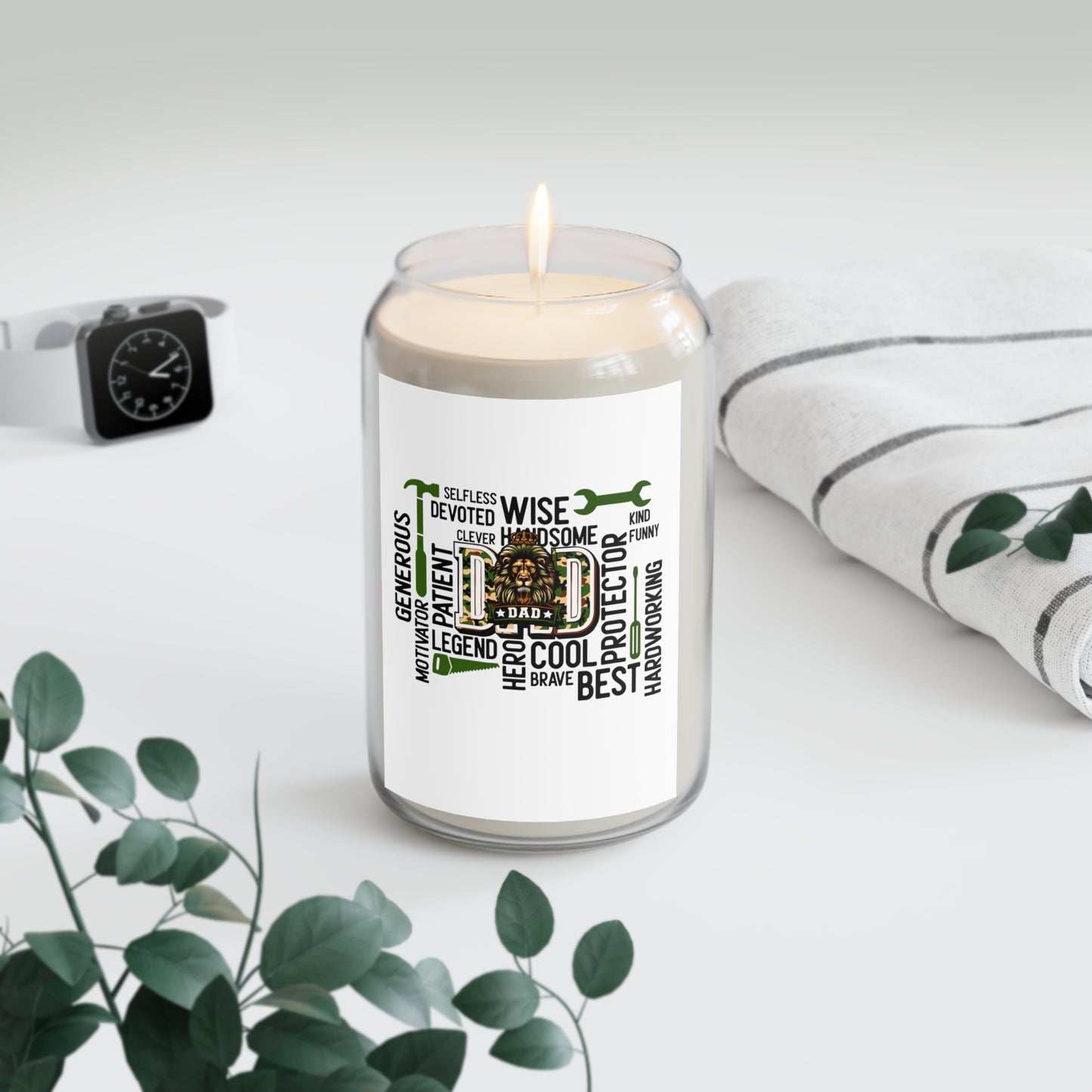 Dad Word Cloud Soy Candle — 13.75oz Scented Jar (Best Dad, Protector, Handy)