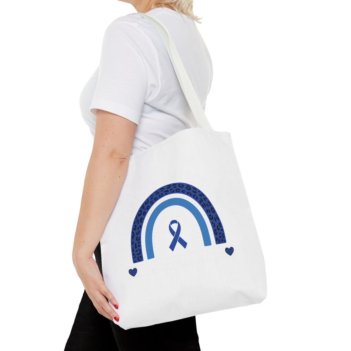 Blue Awareness Ribbon Rainbow Tote Bag – Support & Hope Everyday Tote