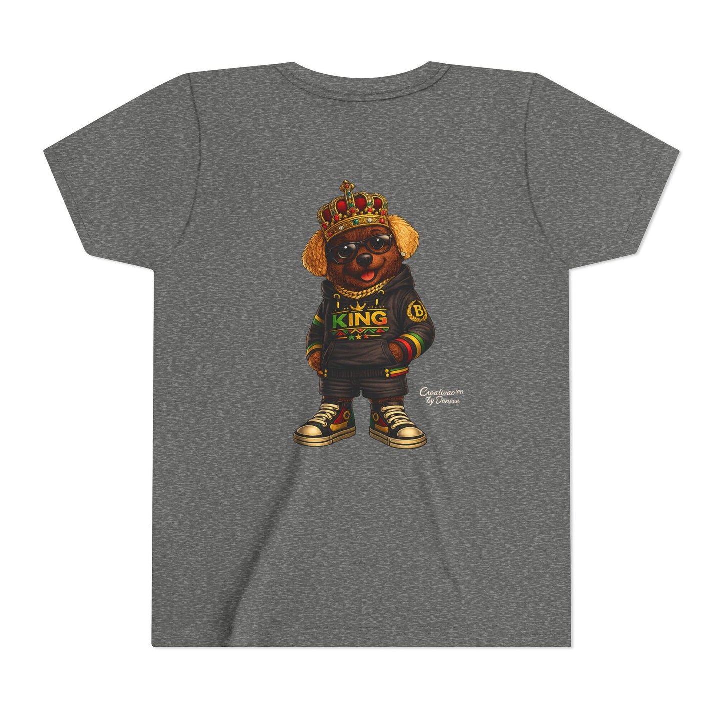 Youth Tee — 'Lil King' Crowned Bear Graphic Shirt