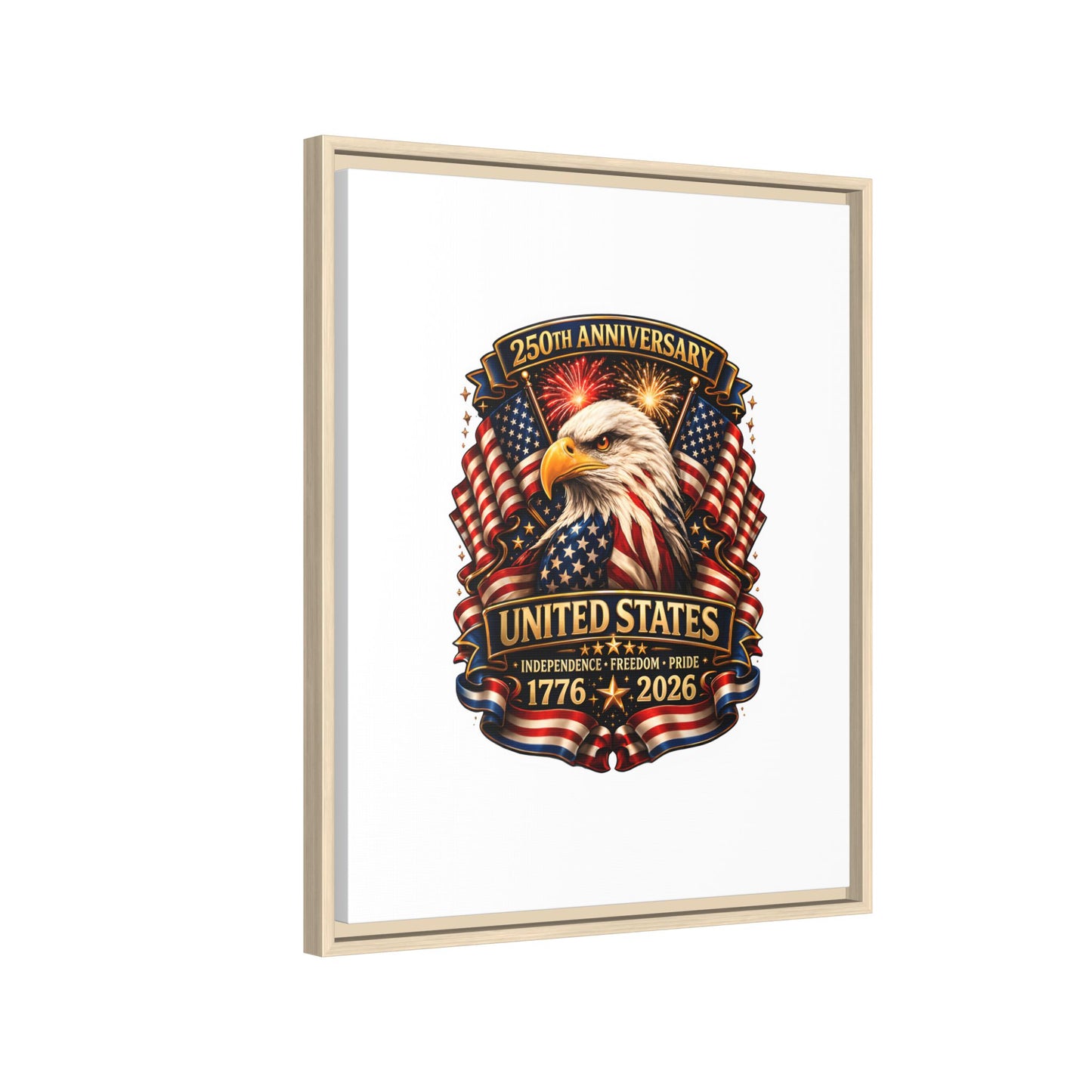 Patriotic Eagle 250th Anniversary Framed Canvas Print — United States 1776–2026