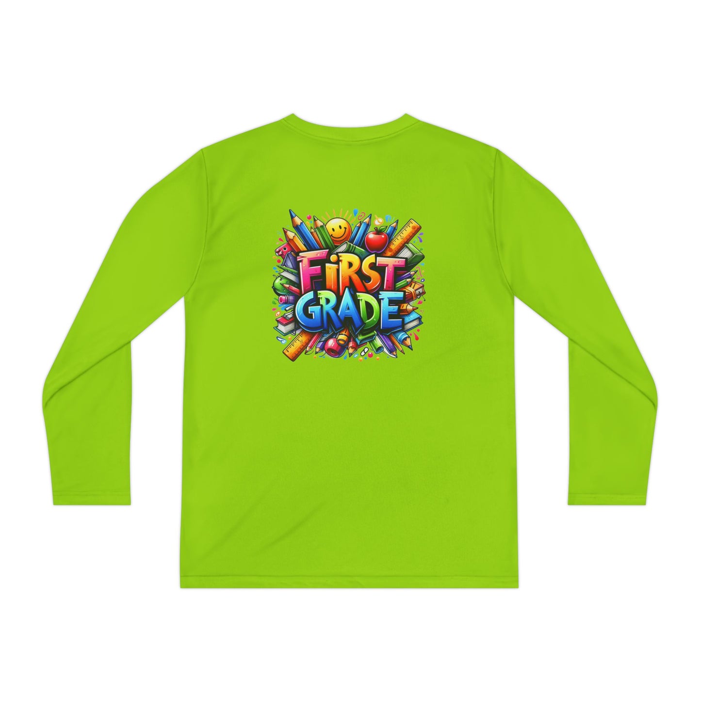 First Grade Youth Long Sleeve Tee — Colorful Back-to-School Shirt
