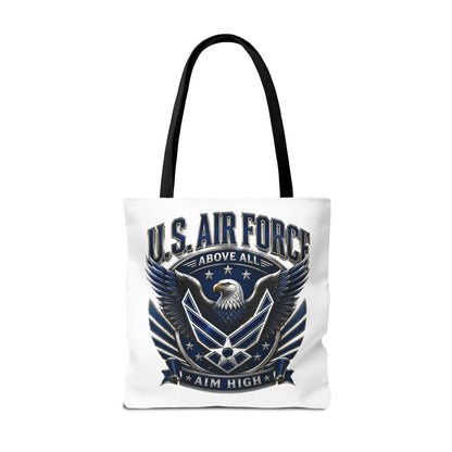 U.S. Air Force Eagle Tote Bag - "Aim High" Military Canvas Tote