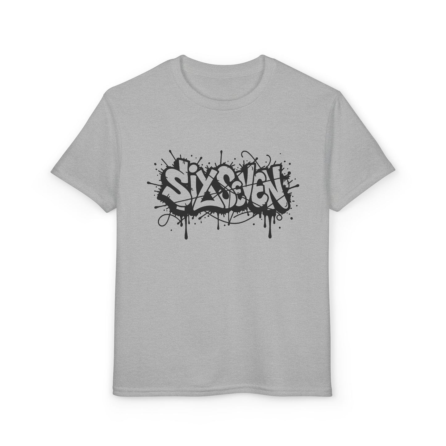 Youth T-Shirt — 'SixxSeven' Black Graffiti Drip Streetwear Tee