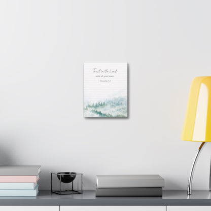 Stretched Canvas - "Trust in the Lord" Proverbs 3:5 Watercolor Forest Wall Art
