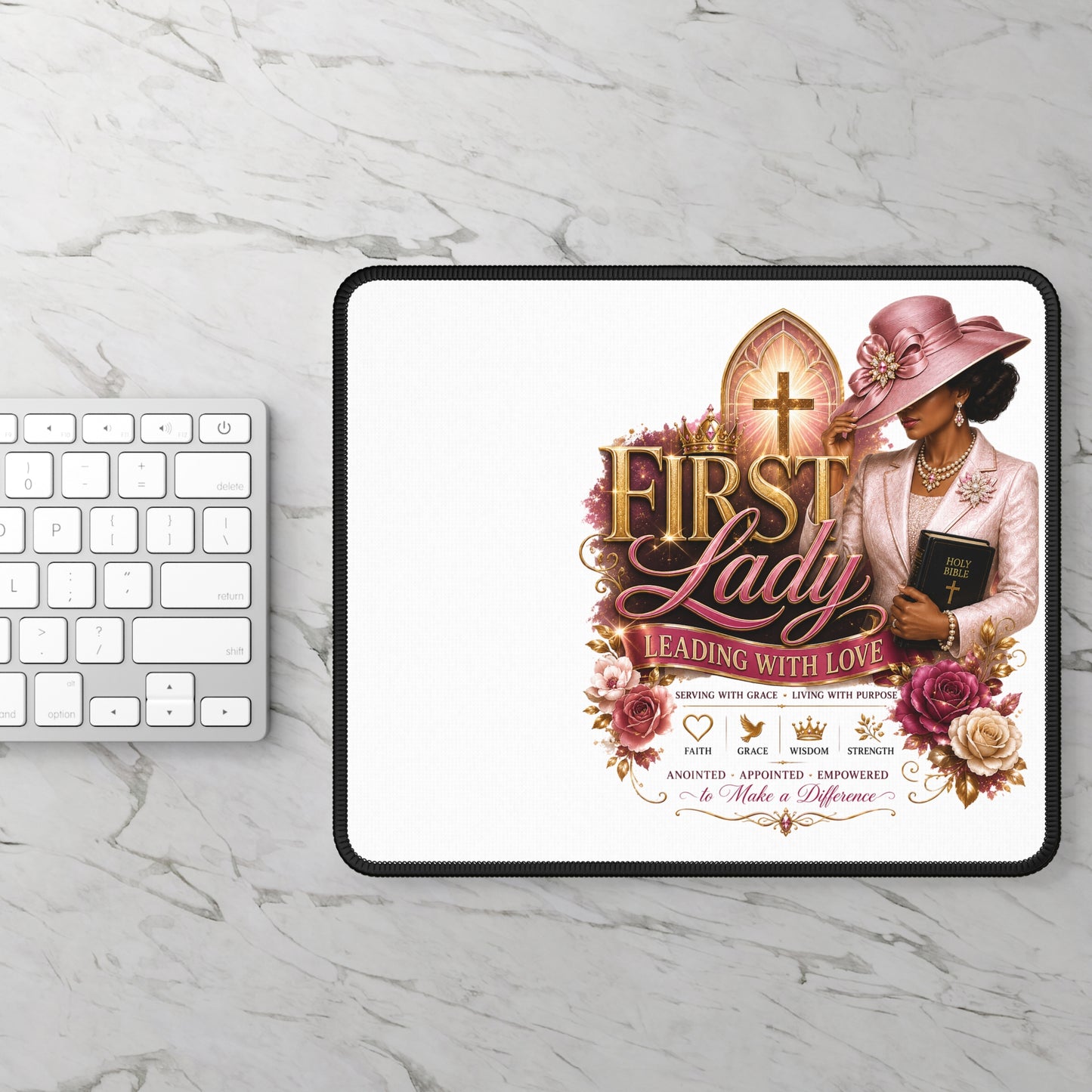 First Lady Inspirational Gaming Mouse Pad — "Leading With Love" Christian Desk Mat