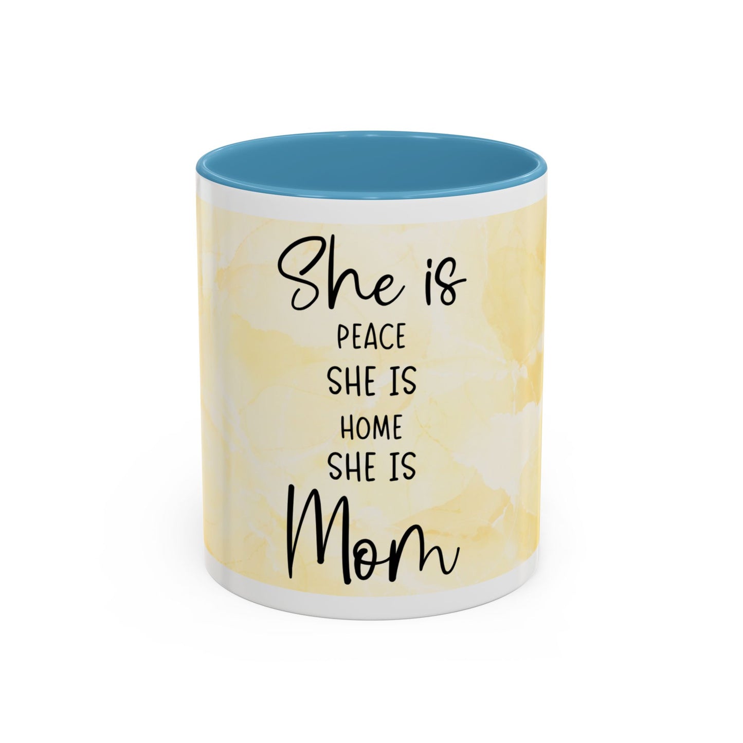 She Is Mom Floral Accent Coffee Mug — 'She is Peace, She is Home' Mother's Day Gift