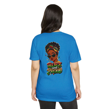 Black and Proud Graphic T-Shirt — Afrocentric Woman Design