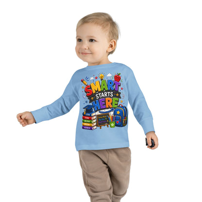 Smart Starts Here Toddler Long Sleeve Tee — Back-to-School Kids Shirt