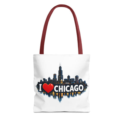 I  Chicago Skyline Tote Bag — Cityscape Reversible All-Over Print Tote