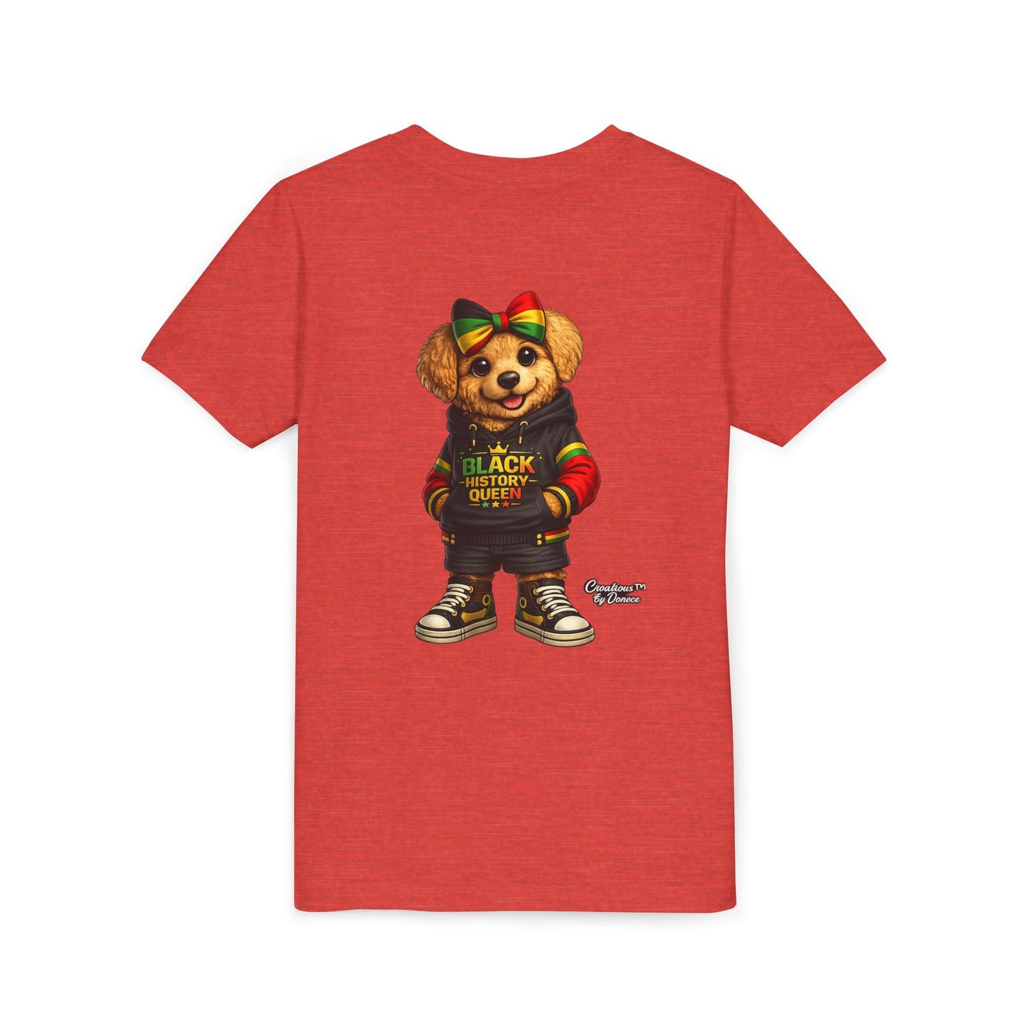 Youth Tee — Black History Queen Bear Graphic T-Shirt