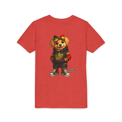 Youth Tee — Black History Queen Bear Graphic T-Shirt