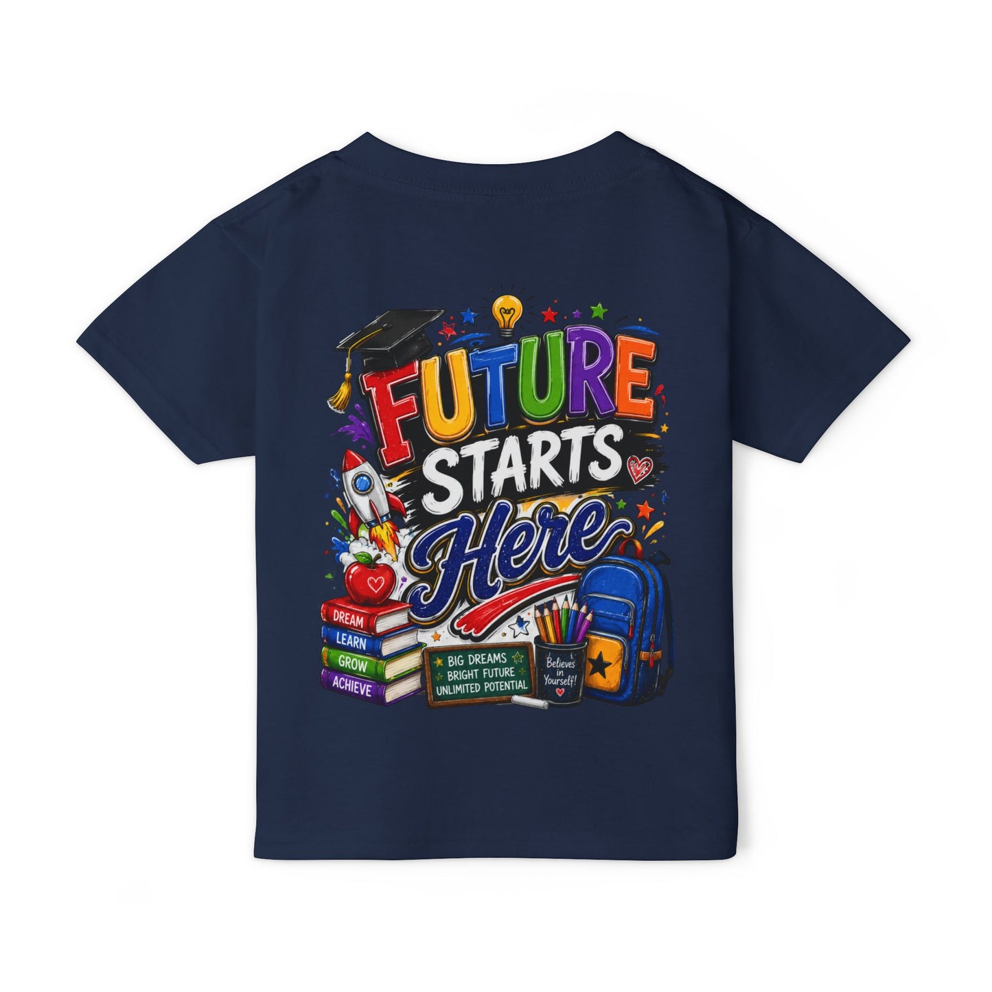 Toddler T-Shirt — "Future Starts Here" Back-to-School Graphic Tee
