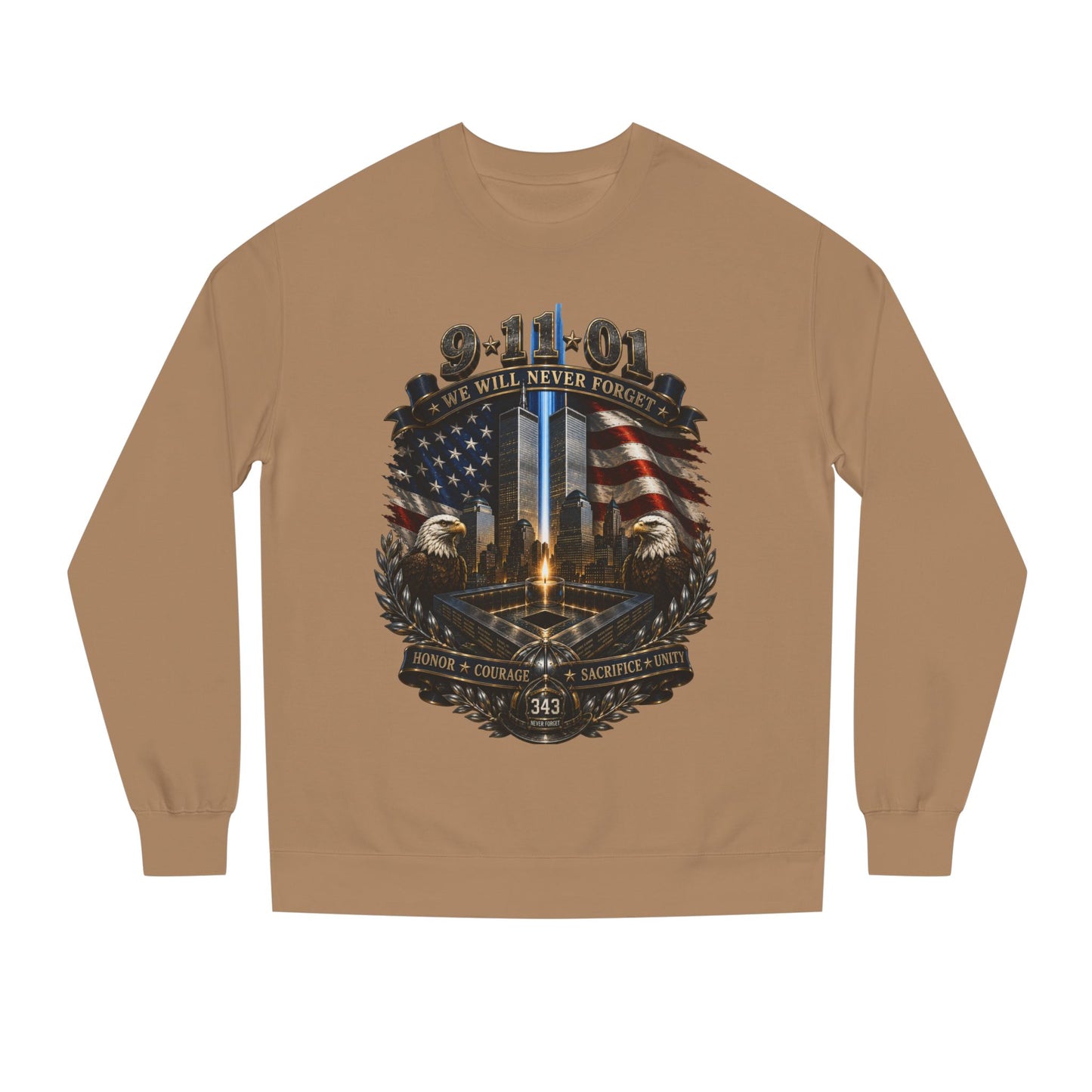 9/11 Memorial Sweatshirt — "We Will Never Forget" Tribute Crewneck