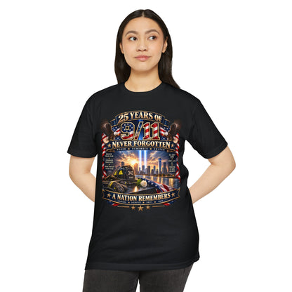 9/11 Memorial T-Shirt – "25 Years of 9/11 Never Forgotten" Tribute Tee