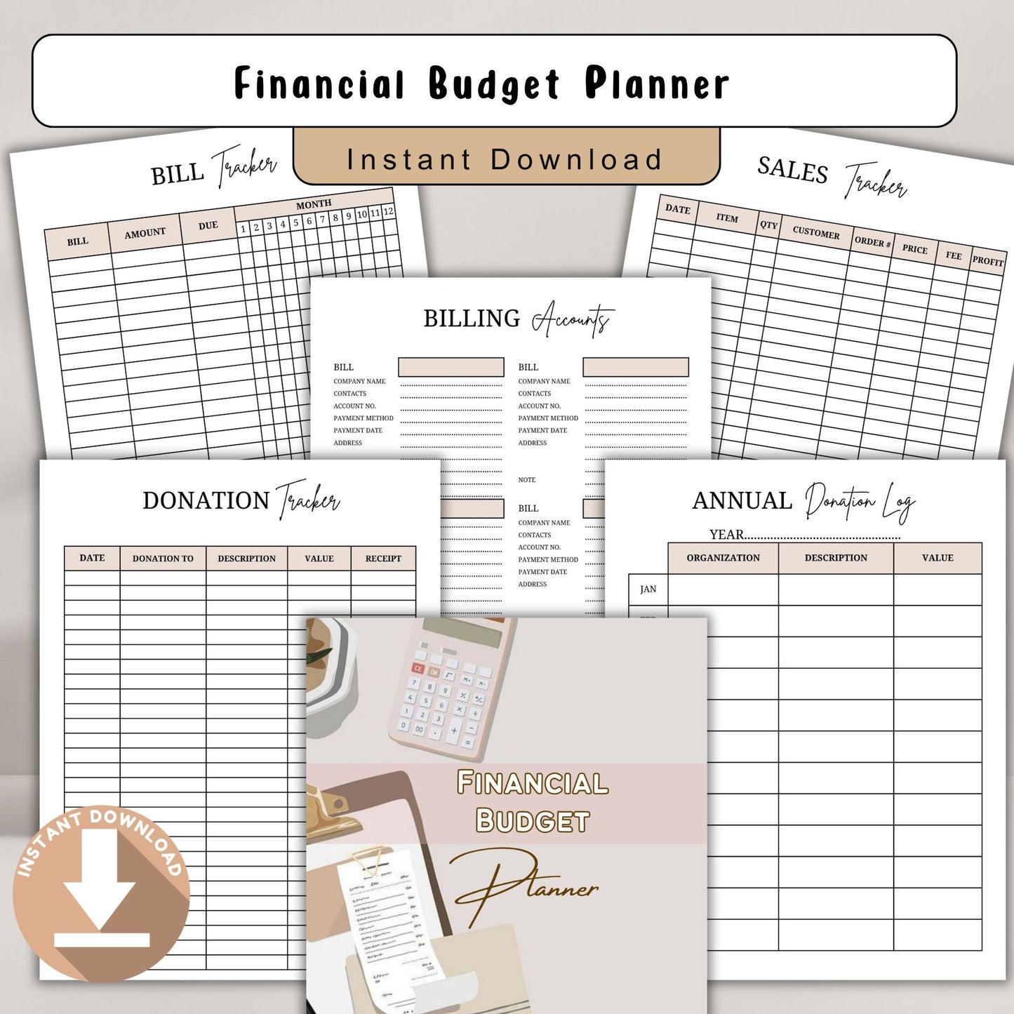 Financial Budget Planner Printable | Money Management Planner | Expense and Savings Tracker | Personal Finance Organizer PDF