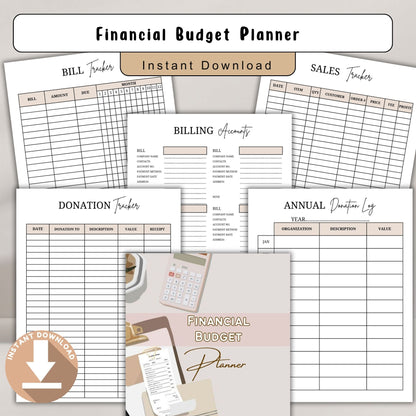 Financial Budget Planner Printable | Money Management Planner | Expense and Savings Tracker | Personal Finance Organizer PDF