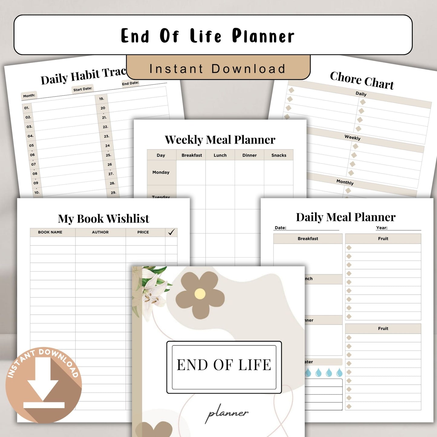 End of Life Planner Printable | Estate Planning Organizer | Important Information Binder | Final Wishes Planner PDF