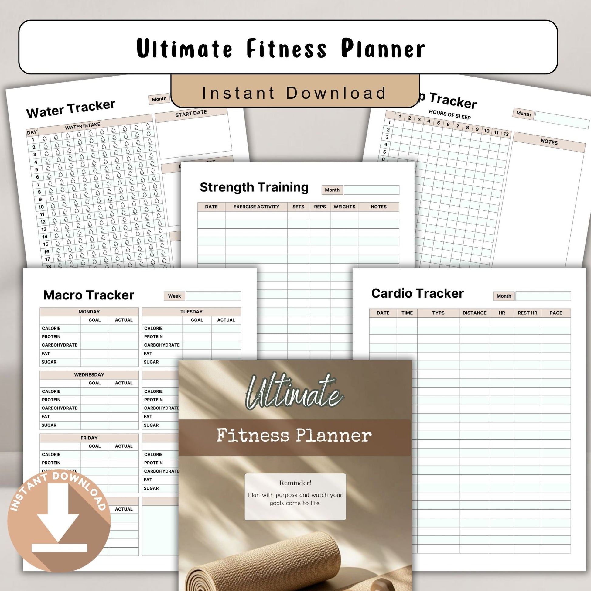 fitness planner, workout planner, gym tracker, fitness log, health planner, workout log, fitness pdf, gym planner, exercise log, fitness tracker, printable planner, workout sheet, fitness goals