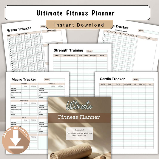 fitness planner, workout planner, gym tracker, fitness log, health planner, workout log, fitness pdf, gym planner, exercise log, fitness tracker, printable planner, workout sheet, fitness goals