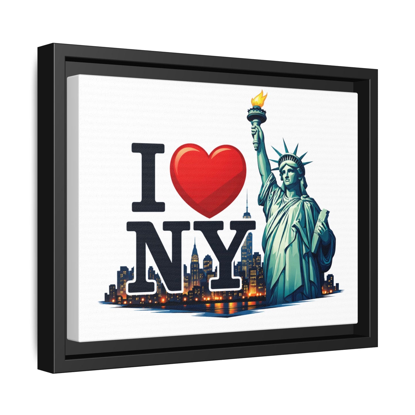 I Love NY Statue of Liberty Matte Framed Canvas