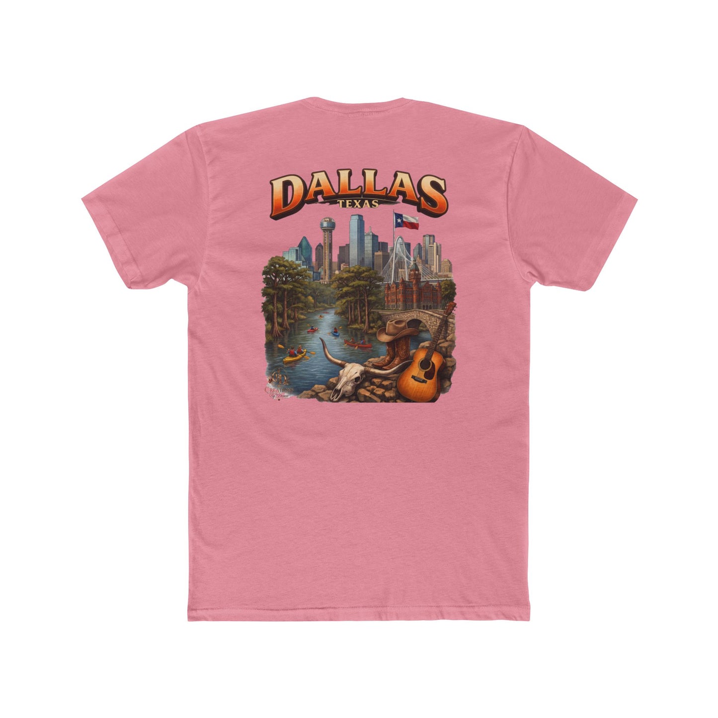 Dallas Skyline Graphic Tee — Retro Cityscape with Guitar